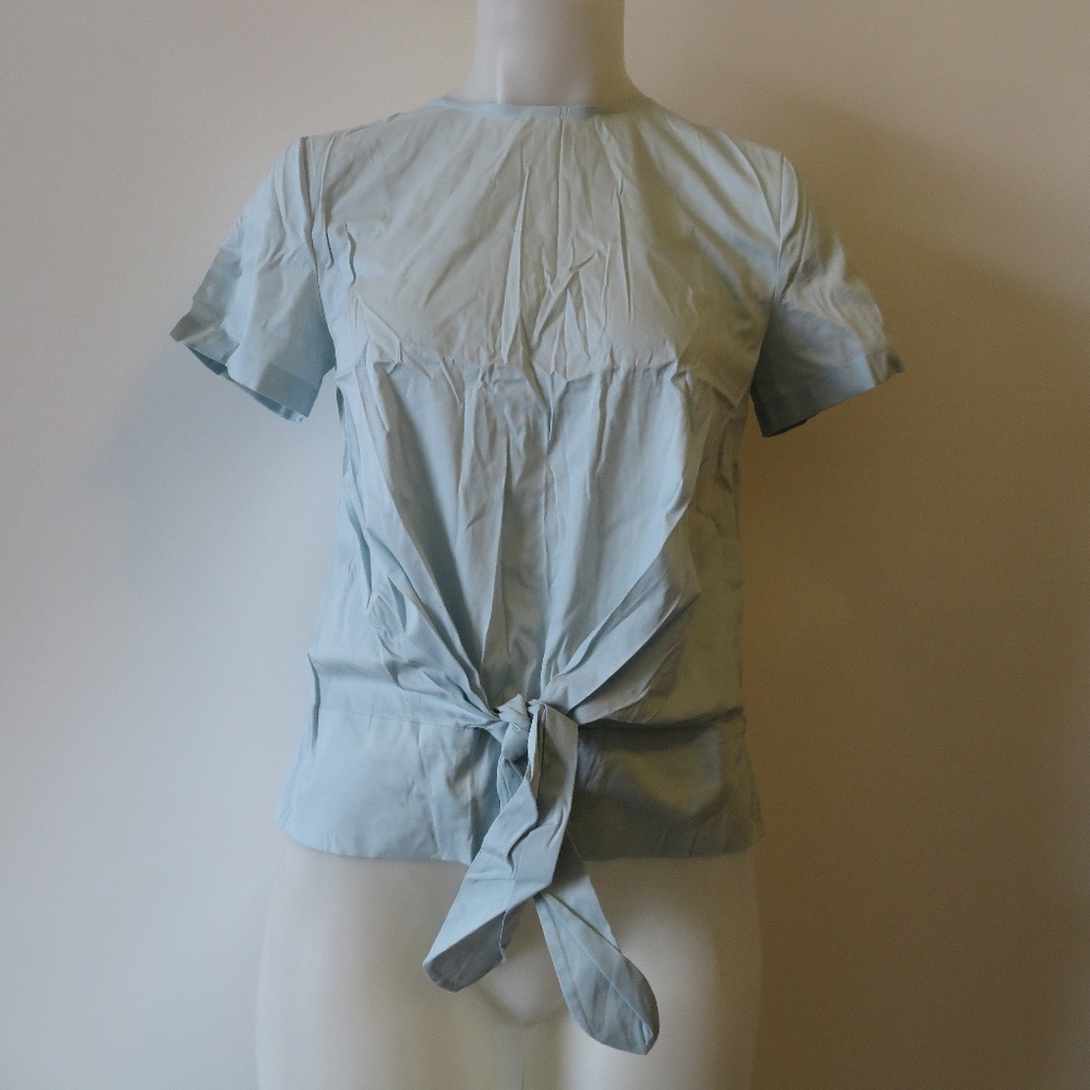 DYLAN GRAY LIGHT BLUE SHORT SLEEVE TIE-KNOT TOP S